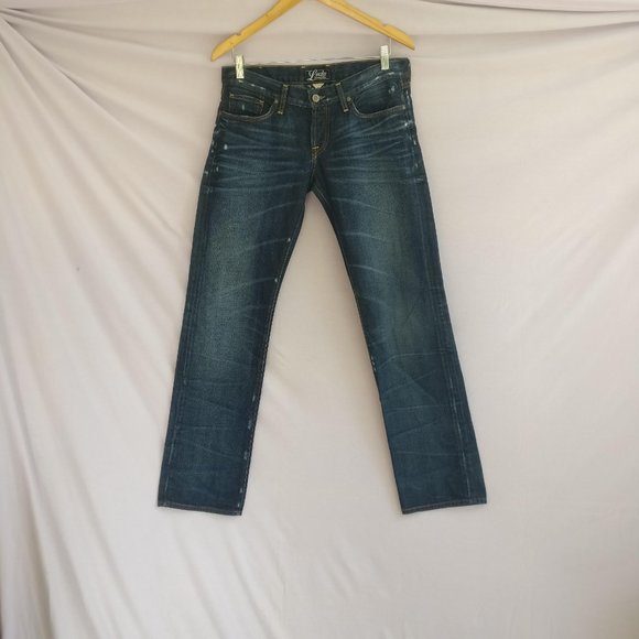 LB RILEY BOOTCUT JEANS in distressed BLUE WASH w4/27 +MEASUREMENTS - Picture 3 of 9